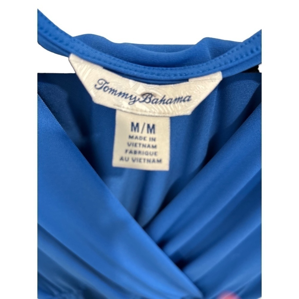 Tommy Bahama Blue Faux Wrap Sleeveless Elastic Waist Dress Size Medium - Picture 2 of 4